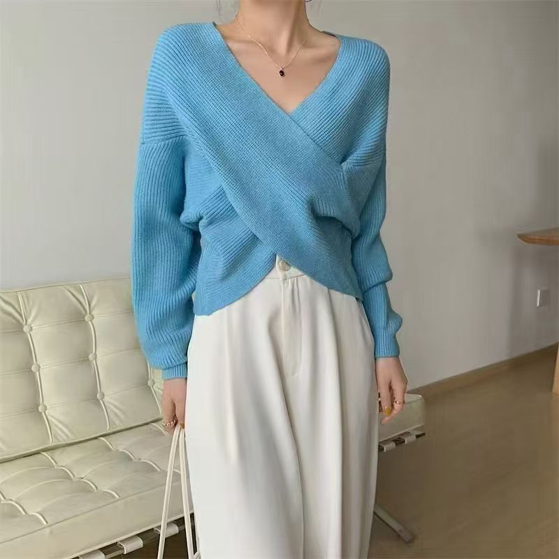 Off Shoulder Trui Dames – Gebreide Trui Met V-Hals