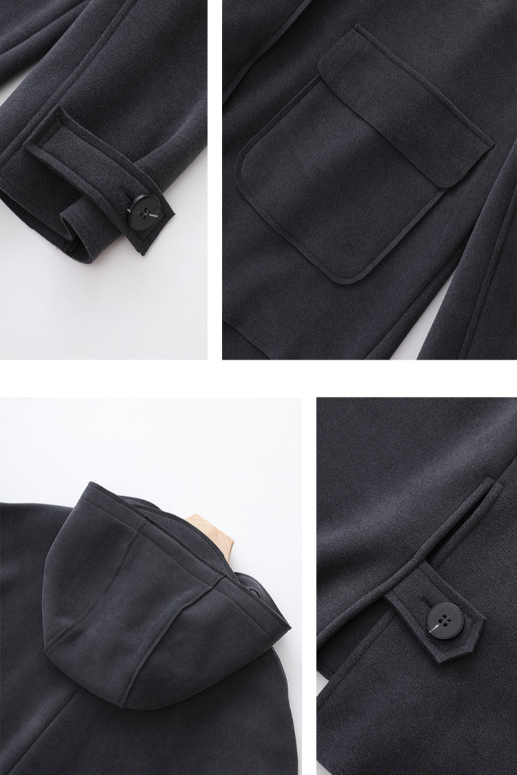 Dames Korte Wollen Jas Met Knoopsluiting En Oversized Pasvorm