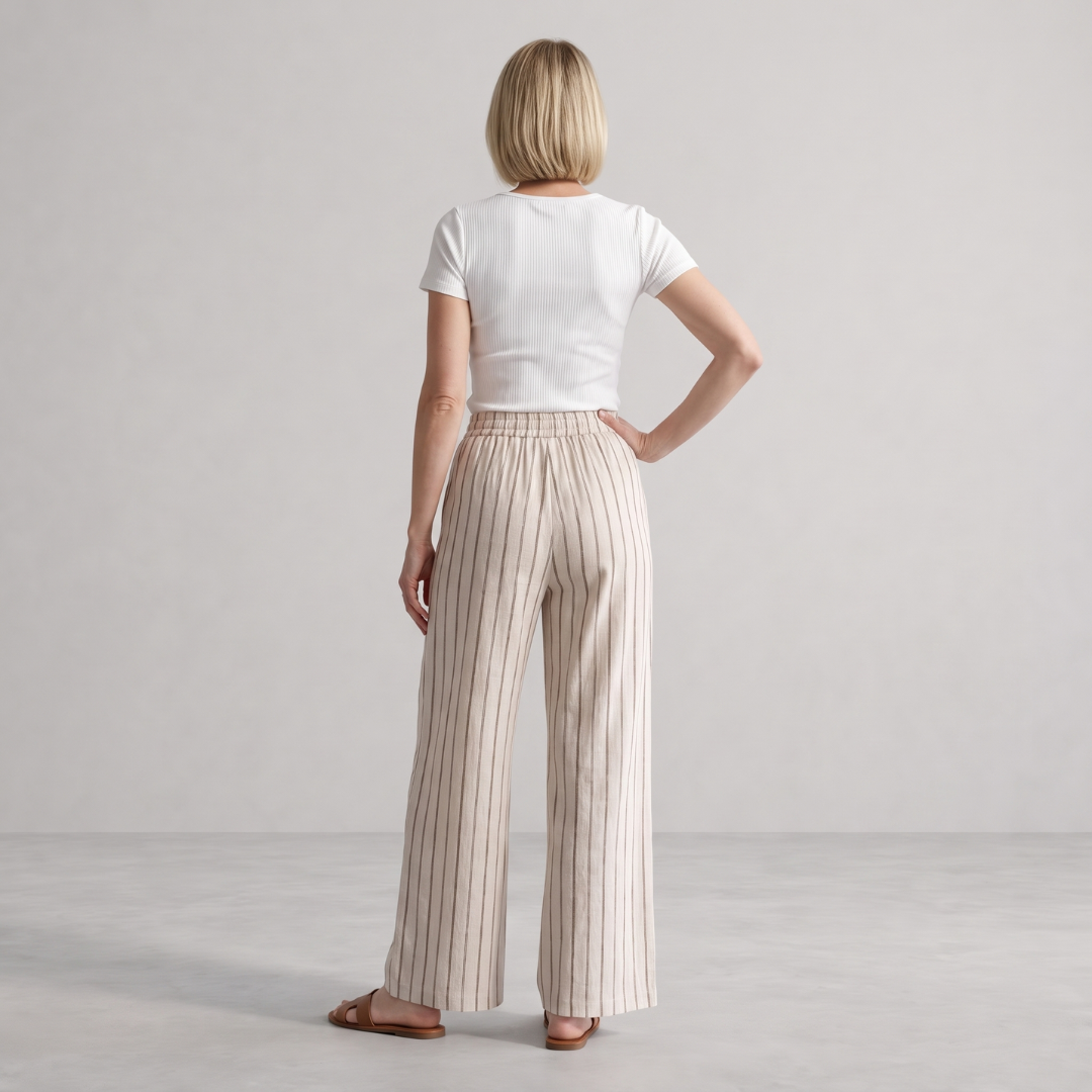 Lieke - Gestreepte Broek met Wijde Pijpen