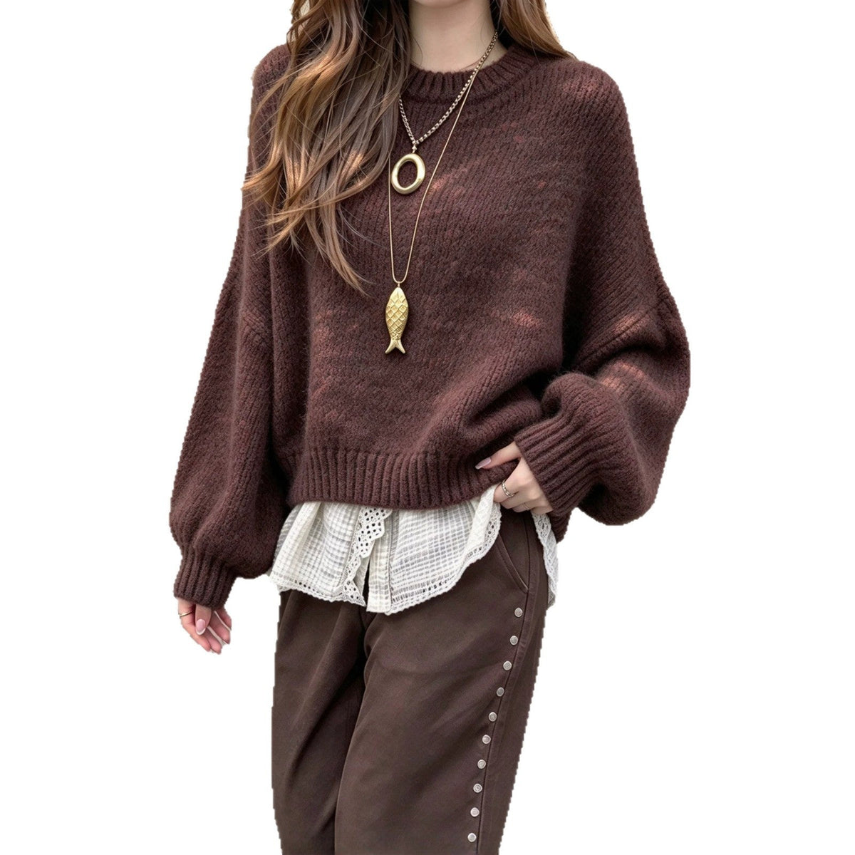 Oversized Trui Dames – Retro Sweater Met Ballonmouwen