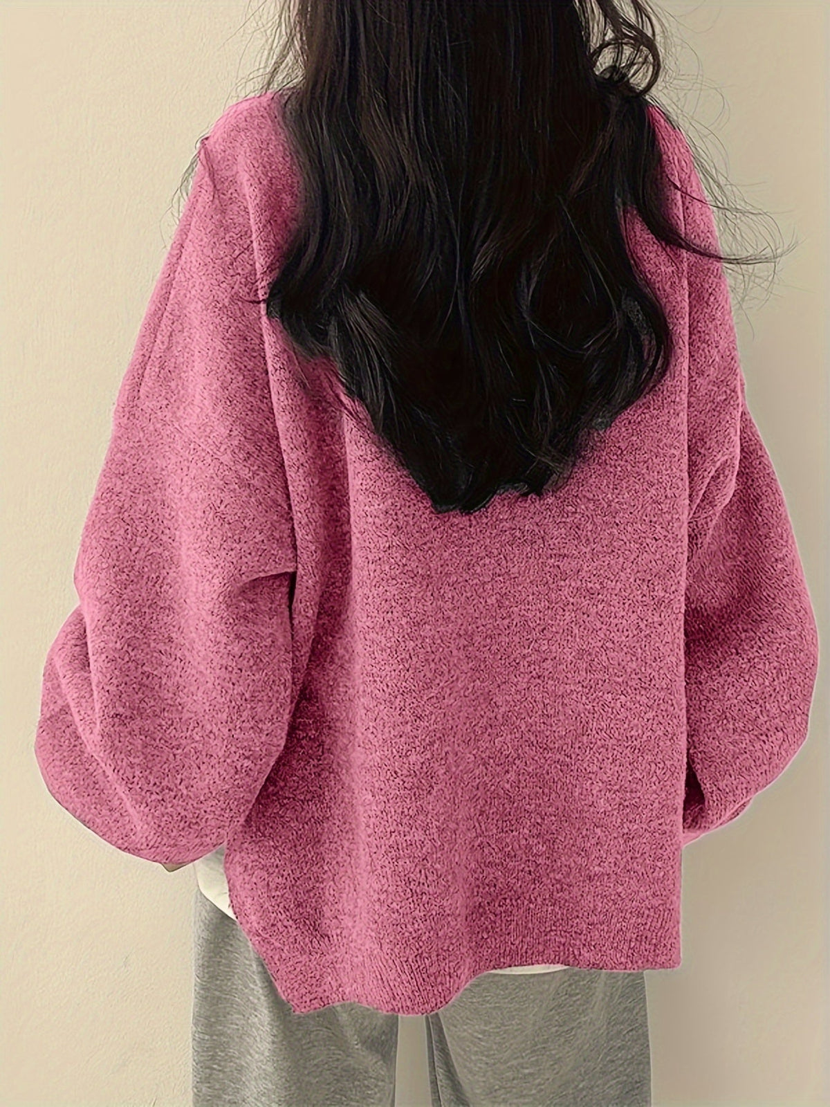 Oversized Dames Trui Met Ballonmouwen En Ronde Hals