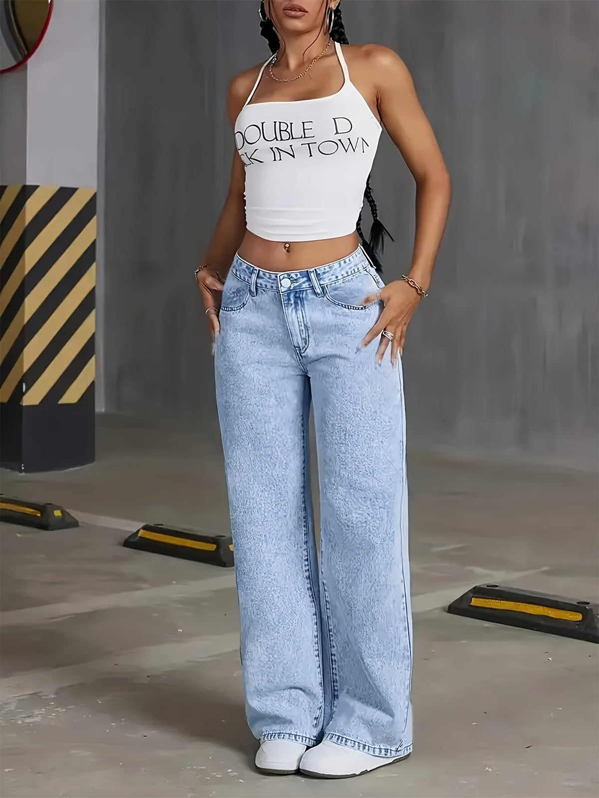 High-Waist Jeans Dames – Spijkerbroek Met Wijde Pijpen