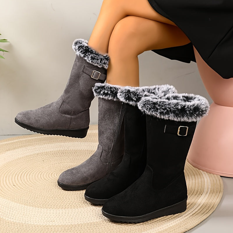 Gevoerde Winterlaarzen Dames – Suède Look Laarzen