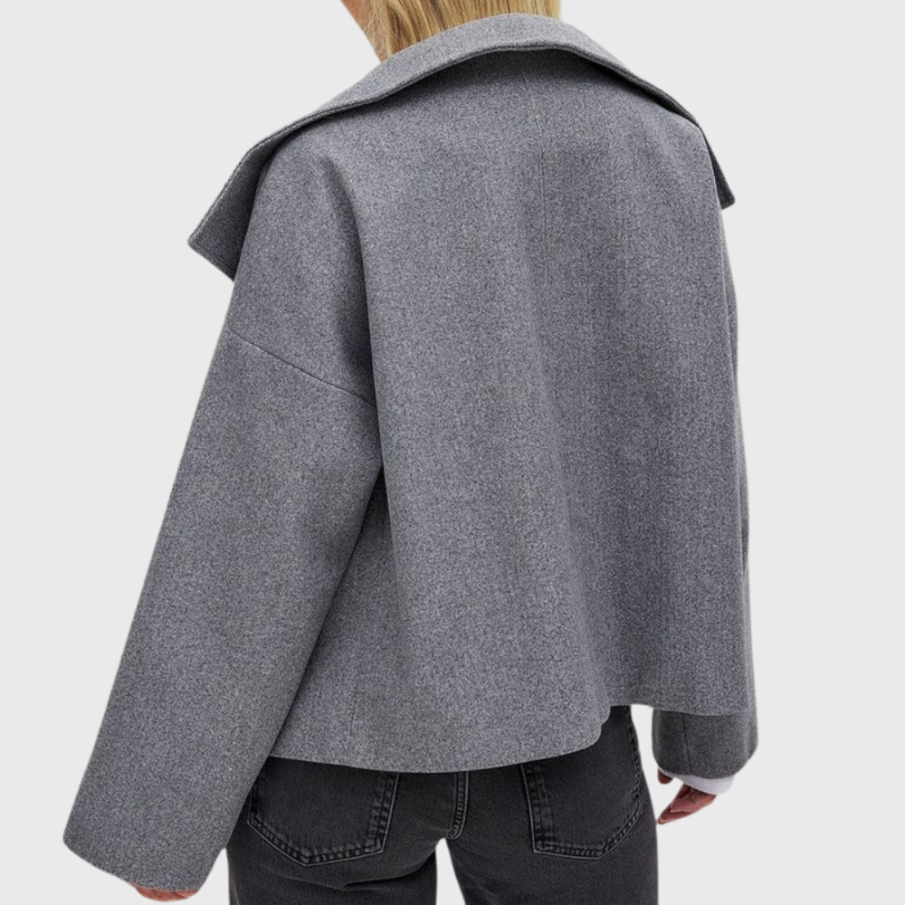 Oversized Korte Mantel Dames – Jas Met Dubbele Knopenrij