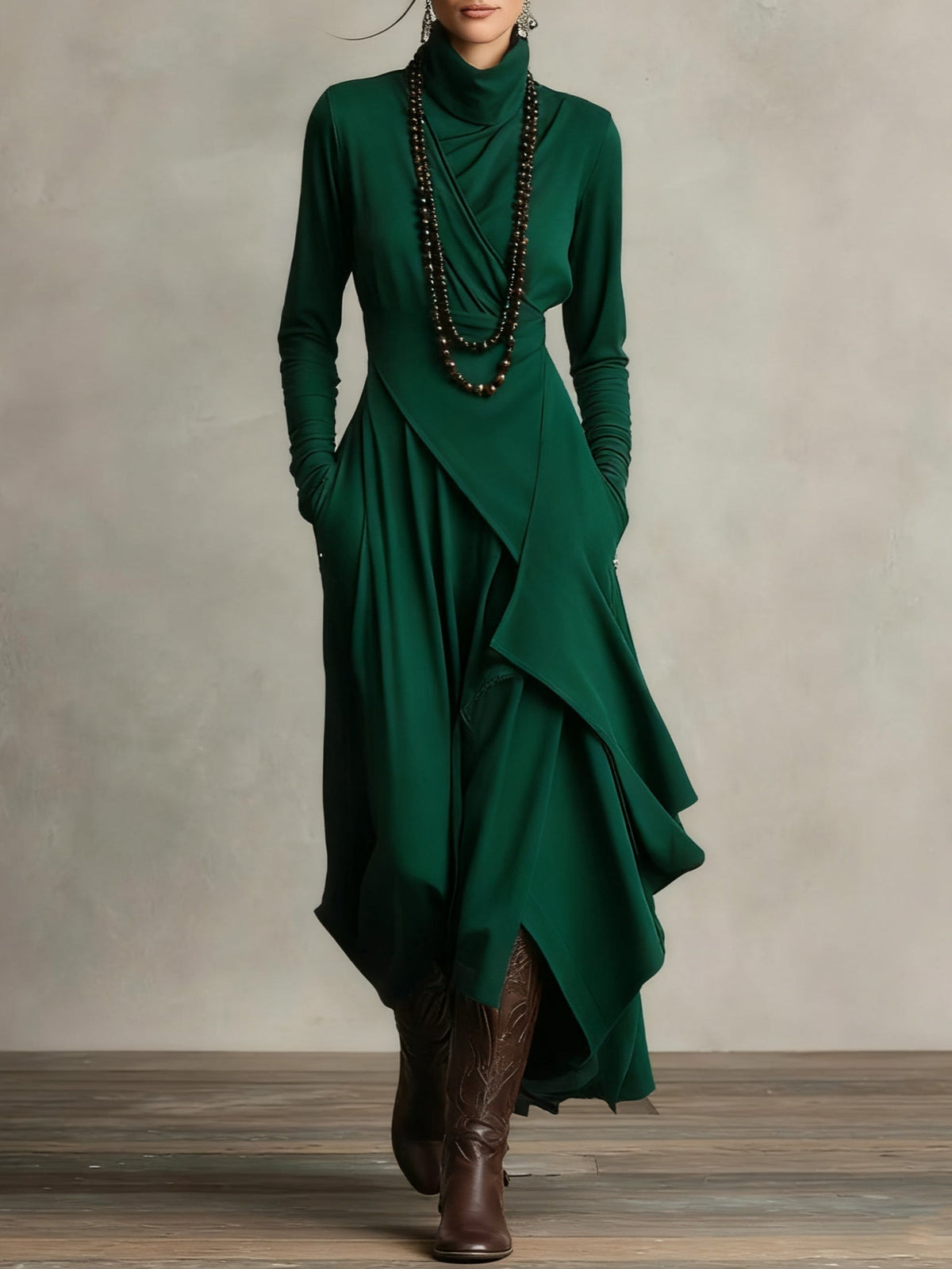 Elegante Maxi Jurk Dames – Lange Jurk Met Lange Mouwen