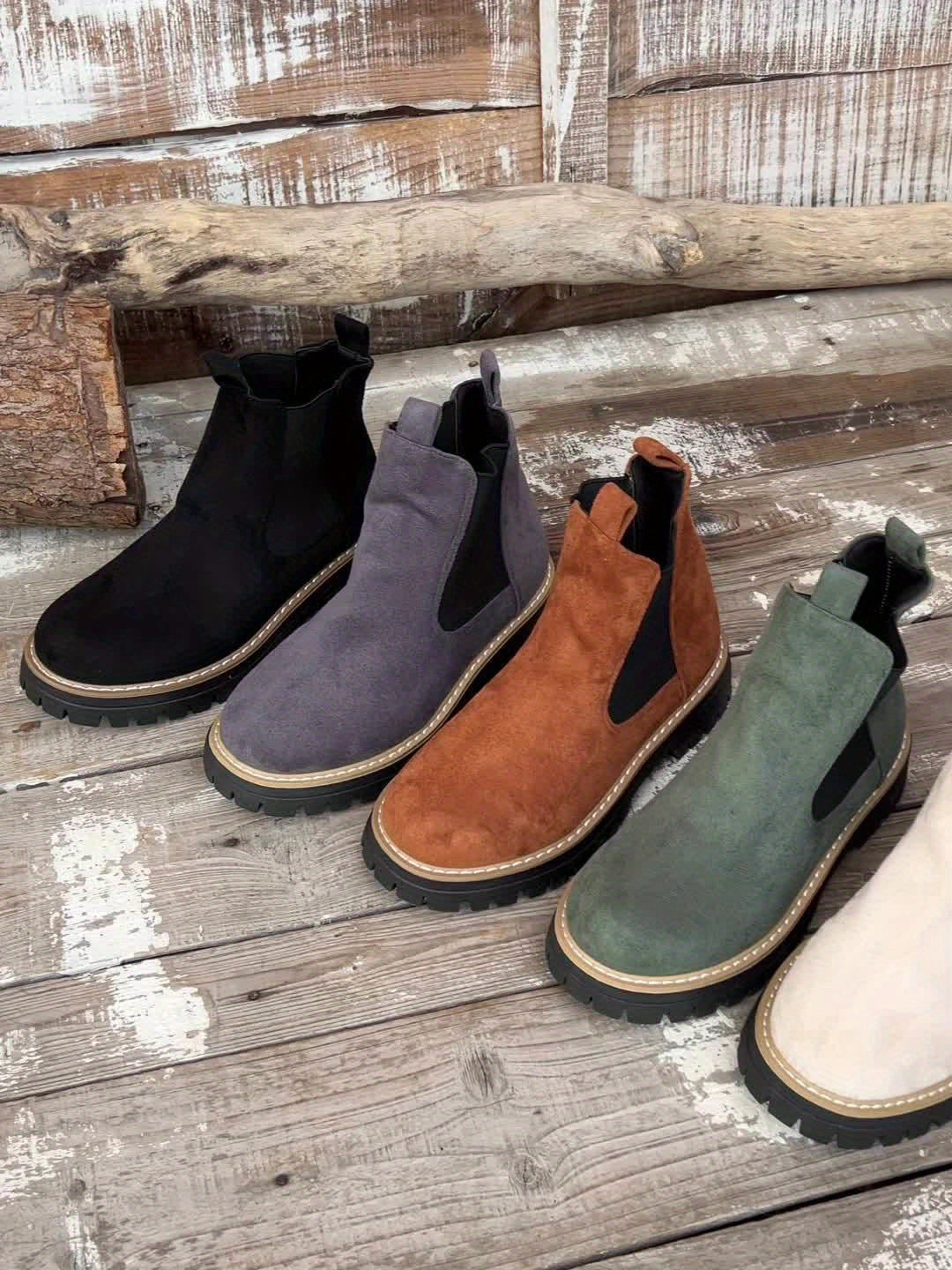 Suèdelook Chelsea Boots Dames – Enkellaarsjes Met Profielzool