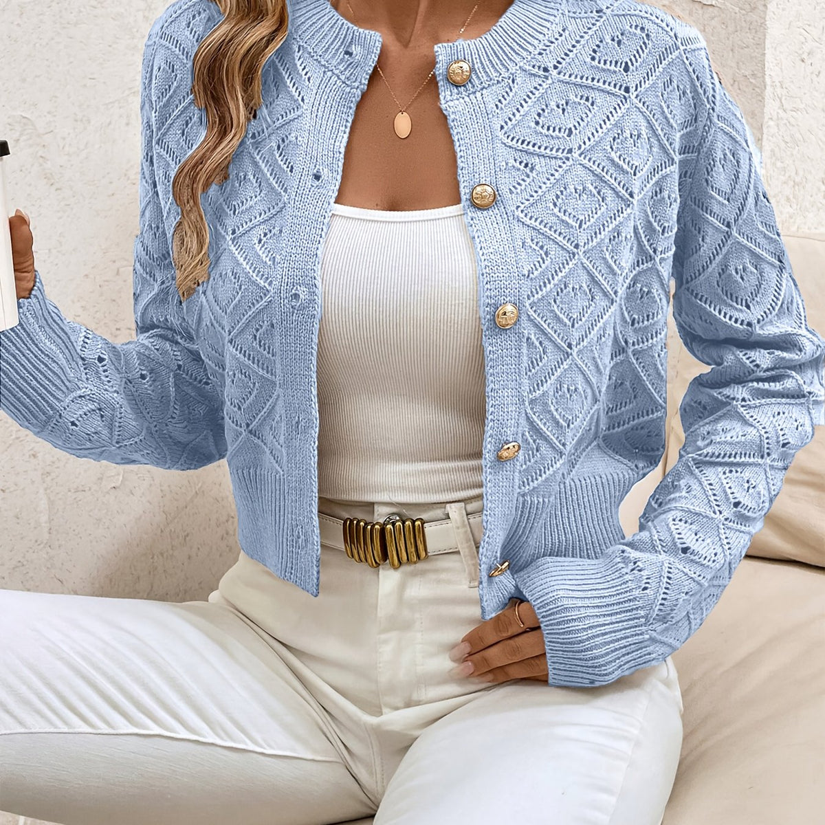 Chique Kort Gebreid Vest Dames – Cardigan