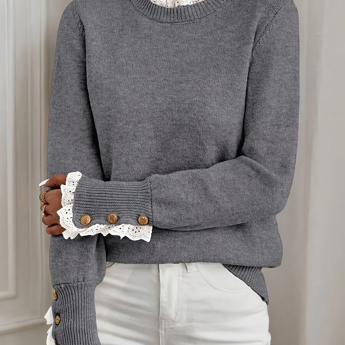 Gebreide Trui Dames Met Kant – Elegante Sweater