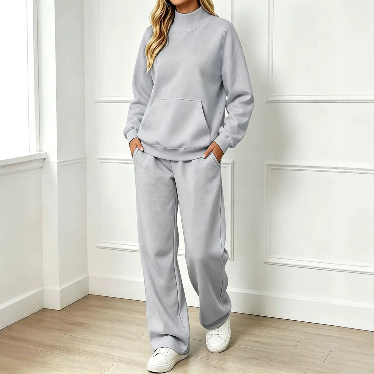 Sweatshirt Set Dames – Co-ord Set Met Hoge Kraag
