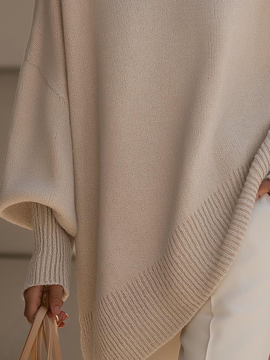 Oversized Dames Poncho Trui Met Puntige Zoom