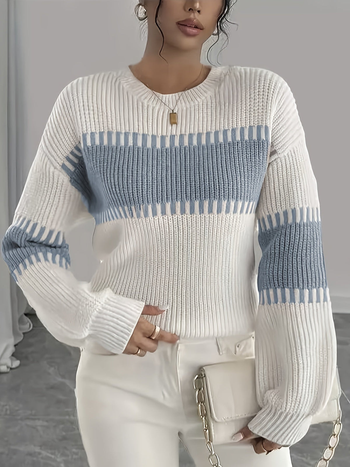 Gestreepte Trui Dames – Sweater Met Colorblock Patroon
