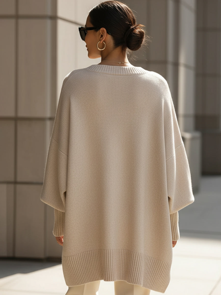 Oversized Dames Poncho Trui Met Puntige Zoom