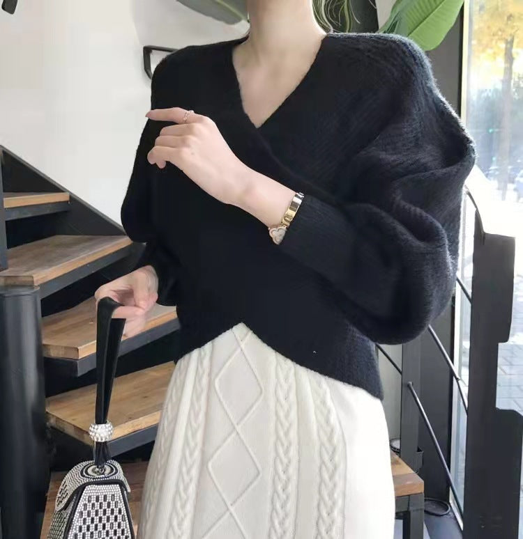 Gebreide Overslagtrui Dames – Sweater Met Gekruist Voorpand