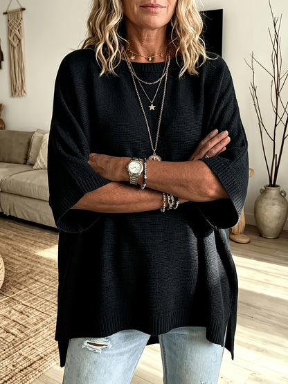 Oversized Trui Dames – Fijngebreide Trui Met Vleermuismouwen