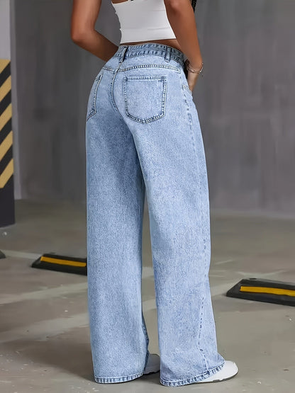 High-Waist Jeans Dames – Spijkerbroek Met Wijde Pijpen