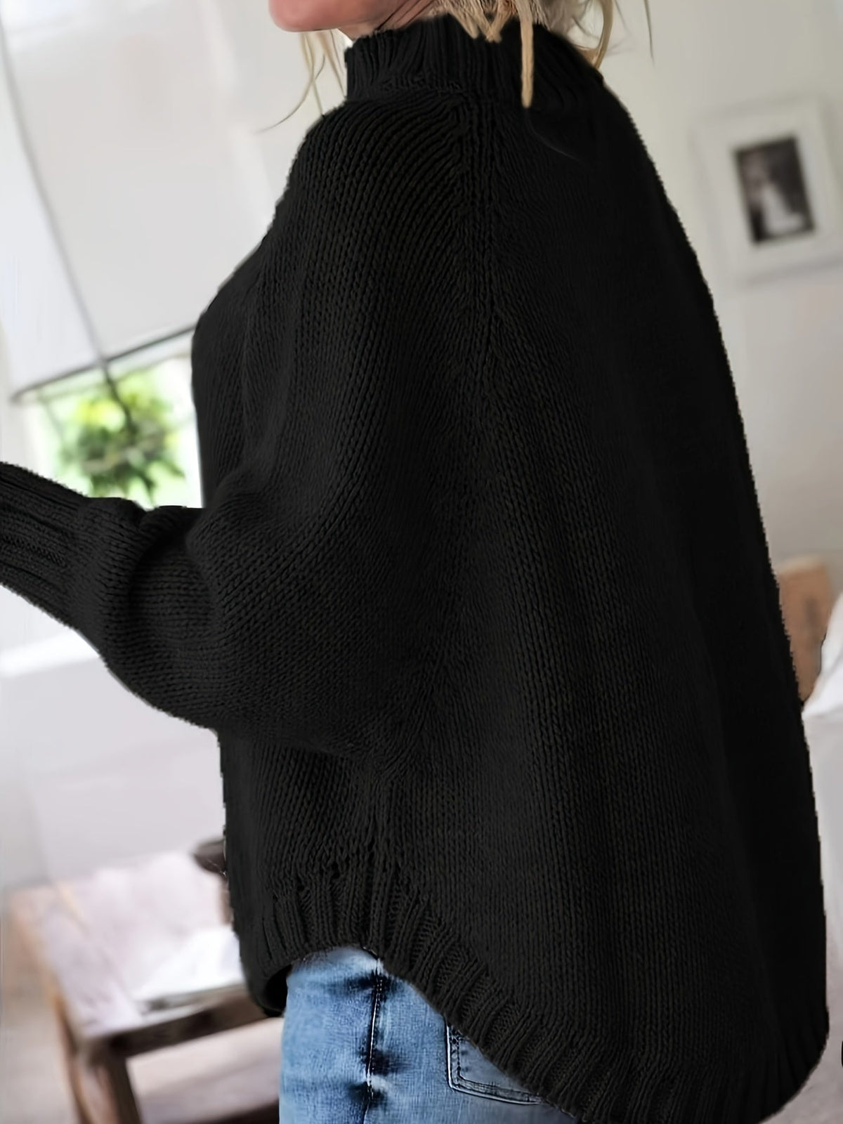 Oversized Dames Trui Met Kabelpatroon En Lange Mouwen