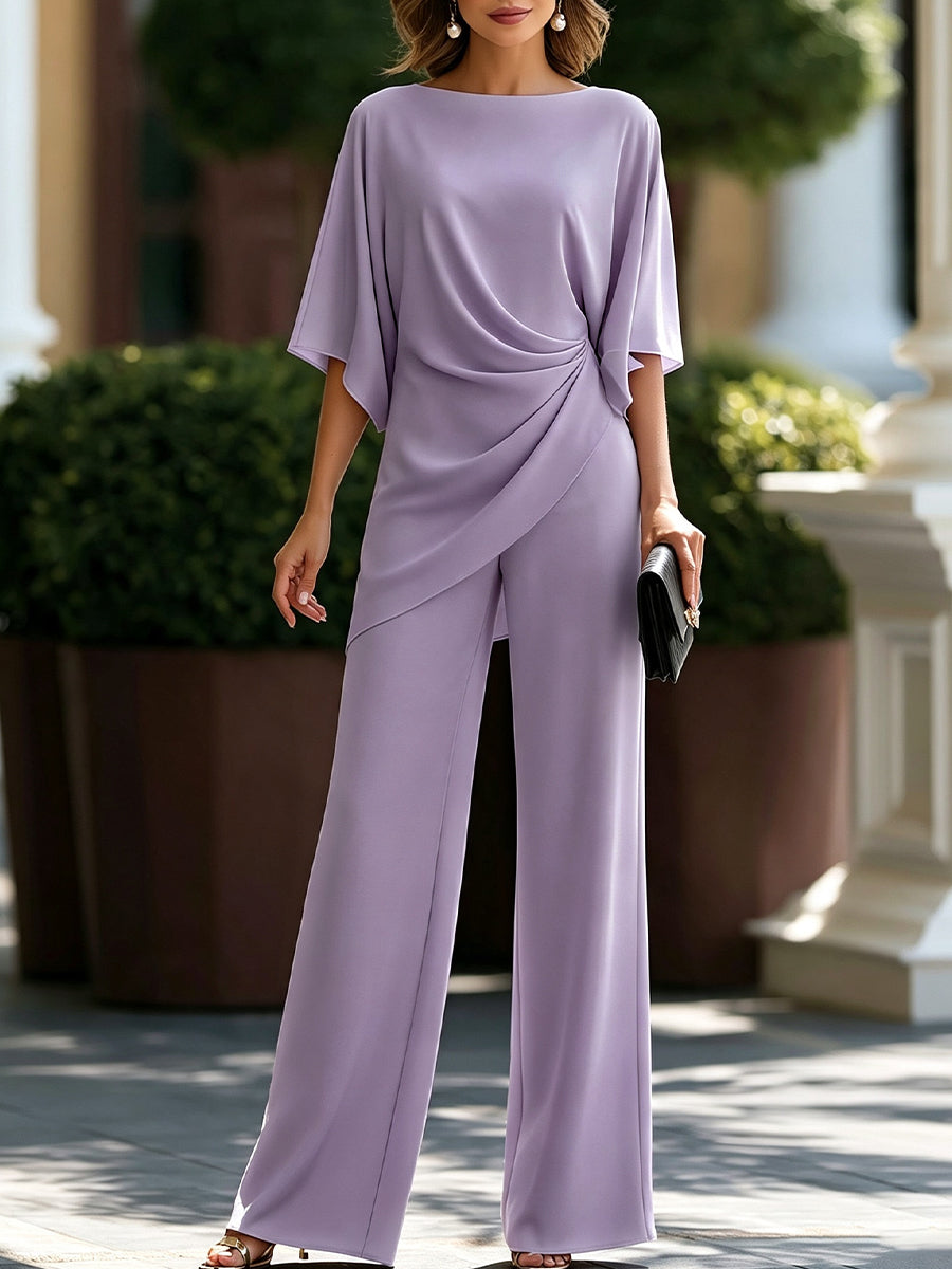 Dames Tweedelige Set Met Asymmetrische Top En Lange Broek