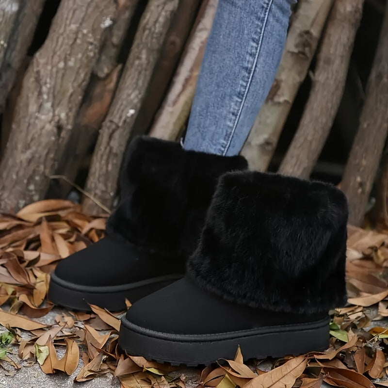 Gevoerde Enkellaarsjes Dames – Suède Look Winterboots