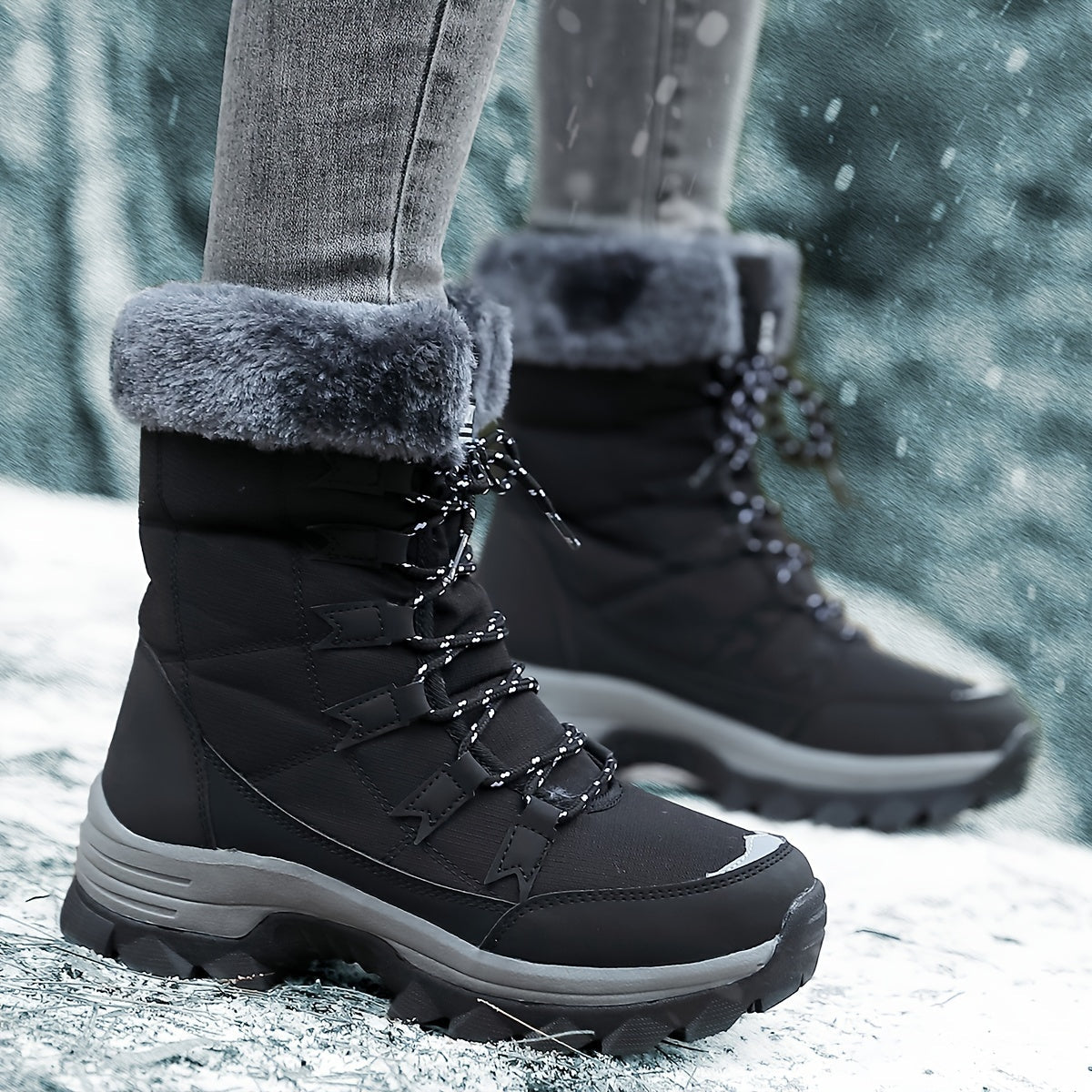 Warme Winterlaarzen Voor Dames Met Zachte Voering En Veters