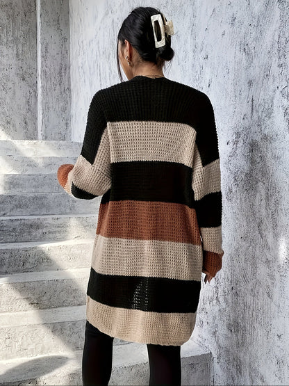 Lang Colorblock Vest Dames – Cardigan Met Kleurvlakken