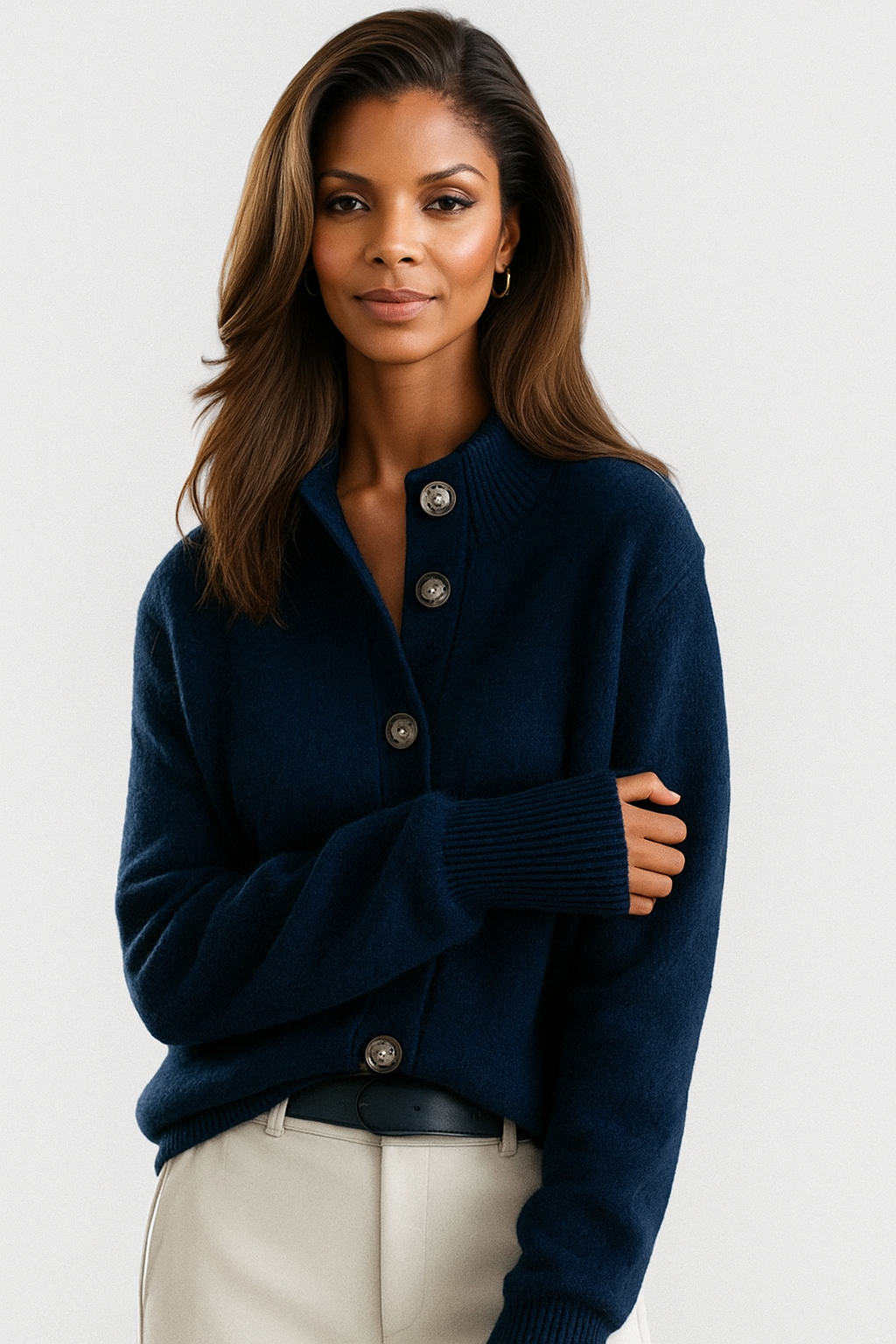 Gebreid Vest Dames – Korte Cardigan Met Knopen