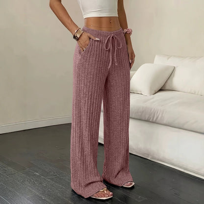 Ribgebreide Broek Dames – Pantalon Met Wijde Pijpen