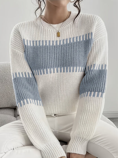Gestreepte Trui Dames – Sweater Met Colorblock Patroon