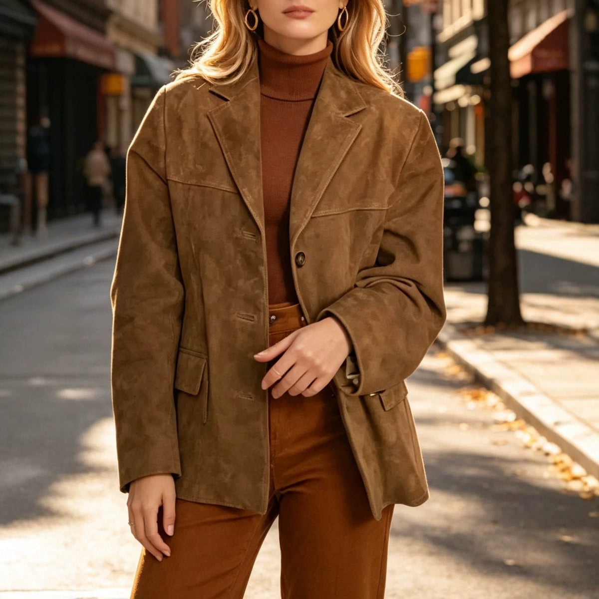 Chique Suède Look Blazer Dames – Oversized Jasje