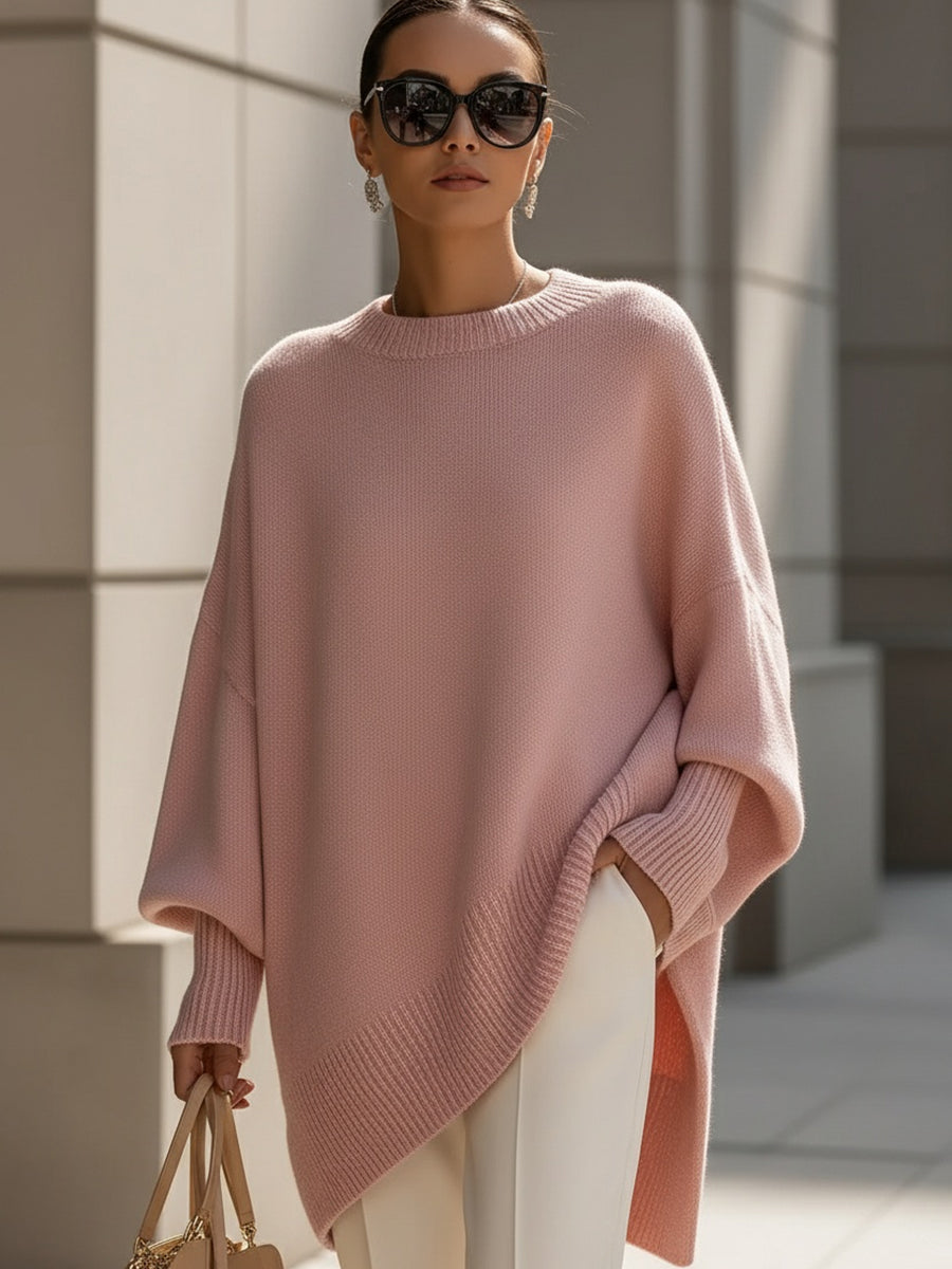 Oversized Dames Poncho Trui Met Puntige Zoom