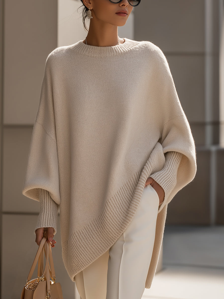 Oversized Dames Poncho Trui Met Puntige Zoom