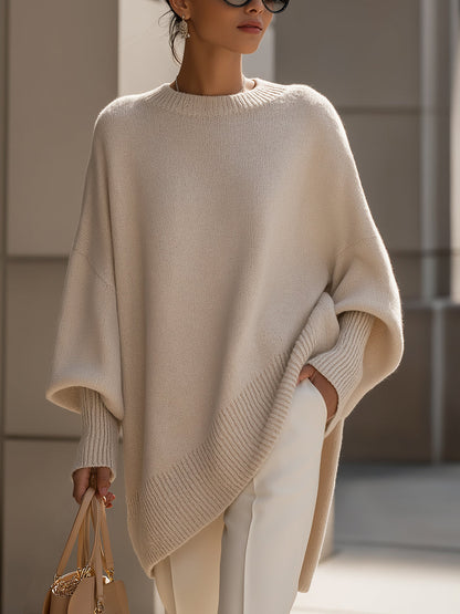 Oversized Dames Poncho Trui Met Puntige Zoom