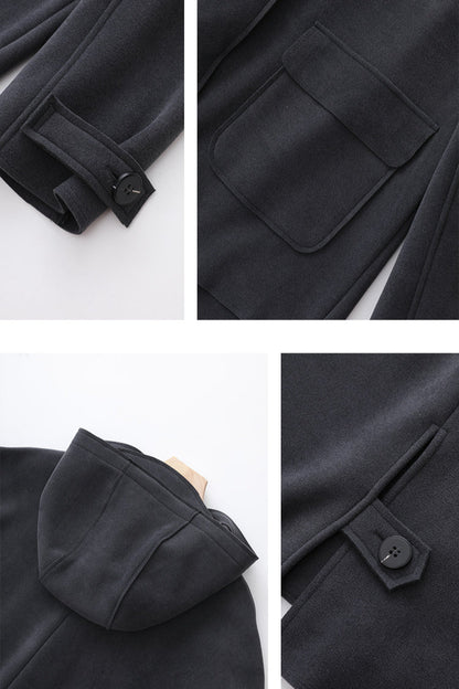 Dames Korte Wollen Jas Met Knoopsluiting En Oversized Pasvorm