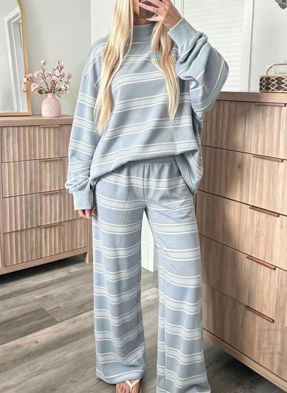 Gestreepte Sweater Set Dames – Tweedelige Loungewear Outfit