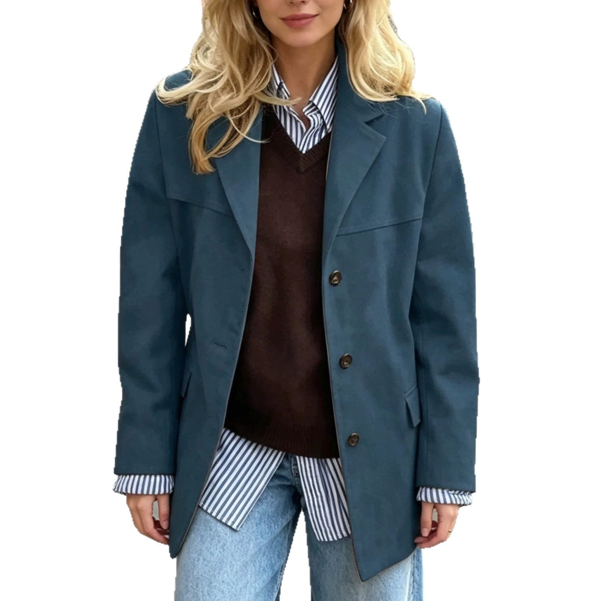Chique Suède Look Blazer Dames – Oversized Jasje