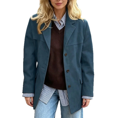 Chique Suède Look Blazer Dames – Oversized Jasje