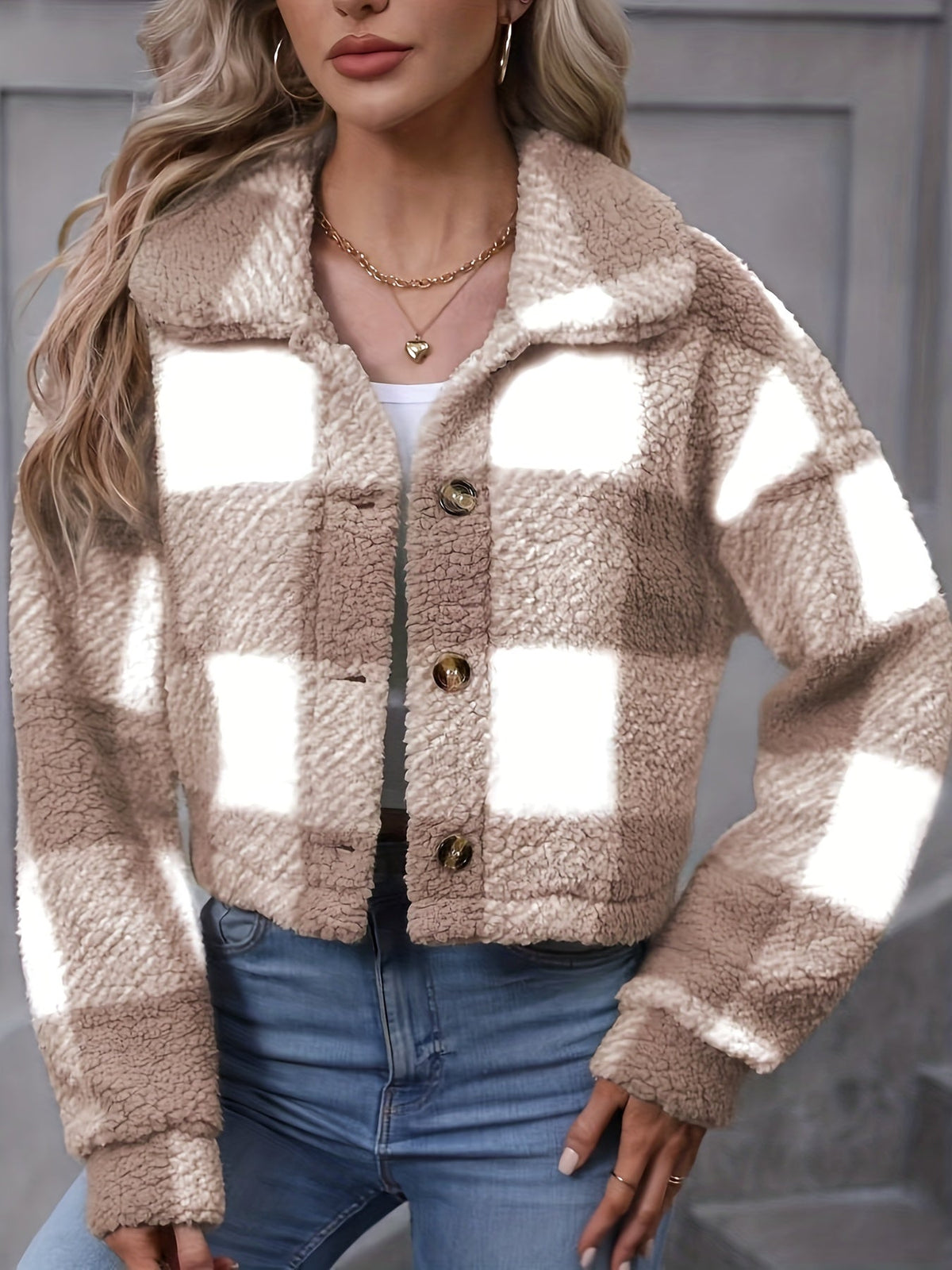 Geruite Korte Teddy Vest Dames – Teddy Jas & Tussenjas