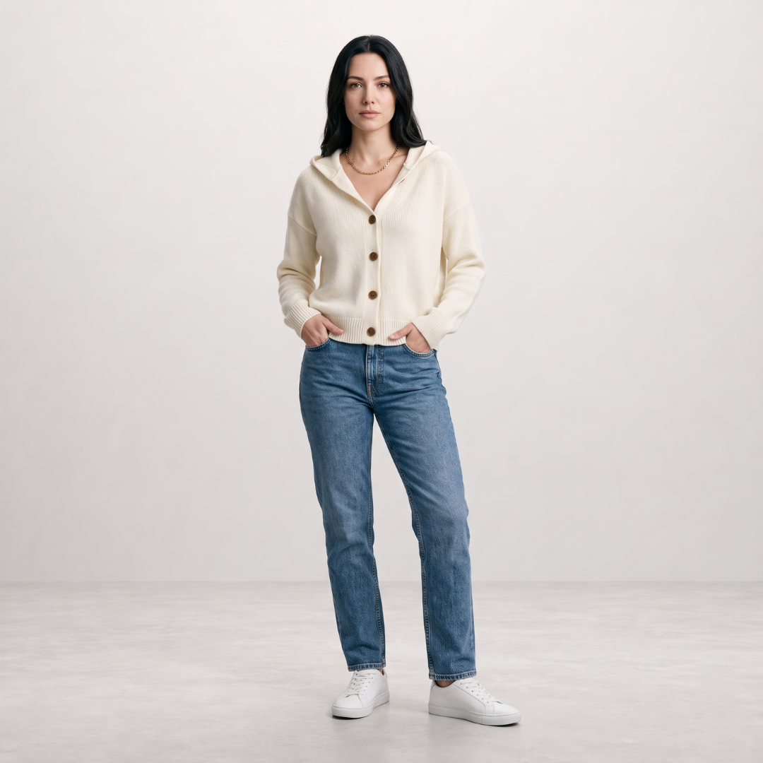 Fleur - Gebreid Vest met Capuchon