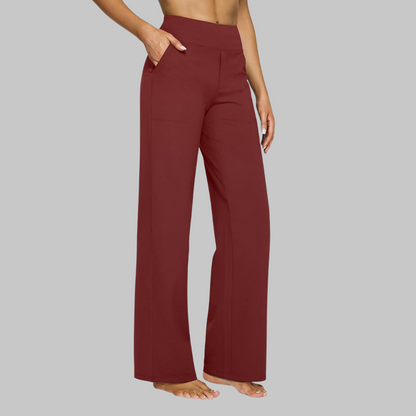 Casual Flared Broek Voor Dames Met Hoge Taille En Zakken