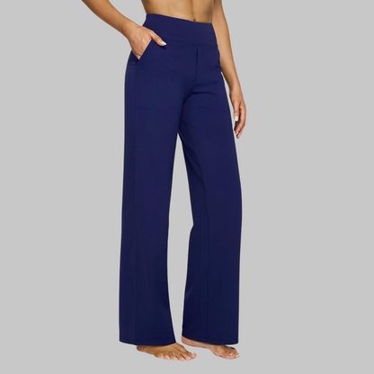 Casual Flared Broek Voor Dames Met Hoge Taille En Zakken