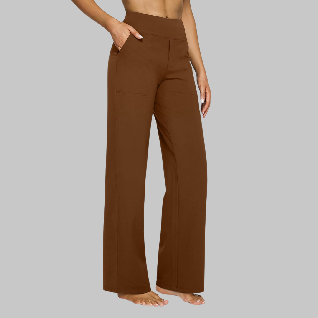 Casual Flared Broek Voor Dames Met Hoge Taille En Zakken