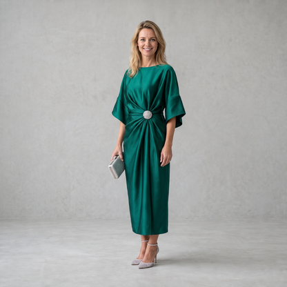 Marit - Satijnen Jurk met Sierdetail
