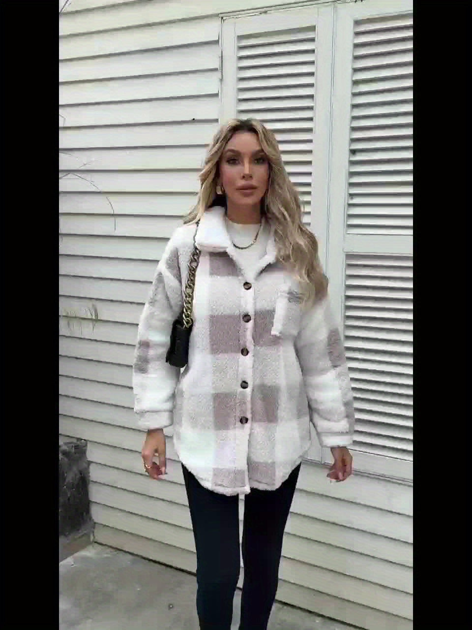 Oversized Geruite Fleece Jas Dames – Jasje Met Knopen