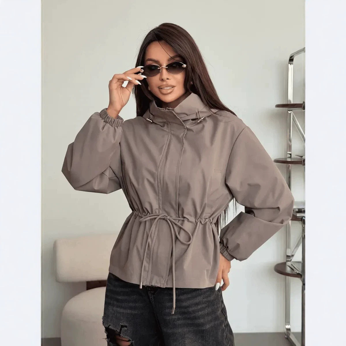 Korte Trenchcoat Dames – Tussenjas Met Taillekoord