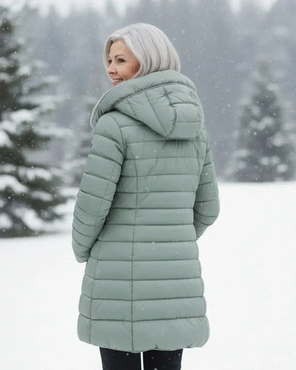 Lange Dames Pufferjas Met Capuchon En Ritssluiting