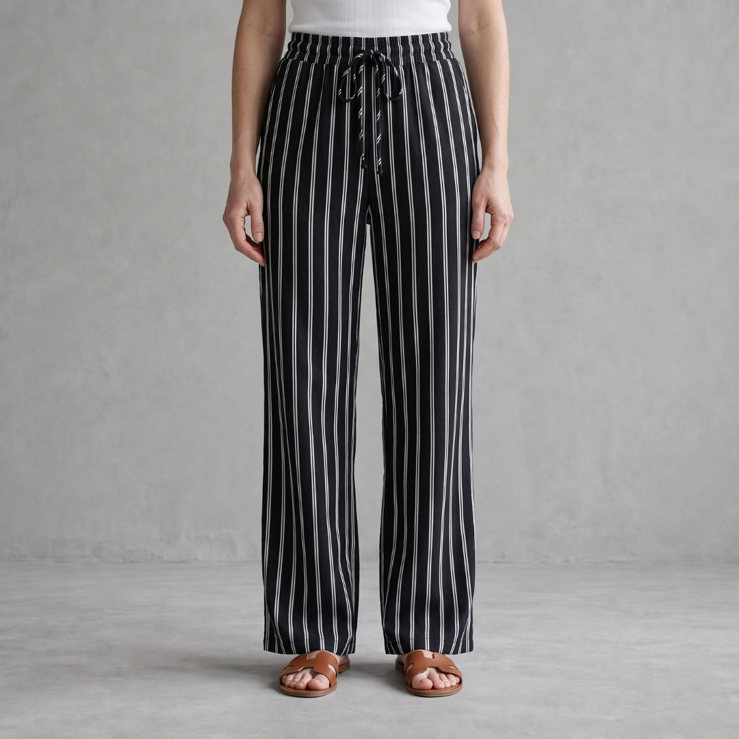 Lieke - Gestreepte Broek met Wijde Pijpen