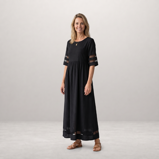 Nienke - Lange Jurk met Transparante Details
