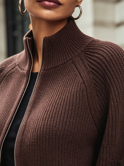 Vest Dames Met Pofmouwen – Cardigan Met Rits