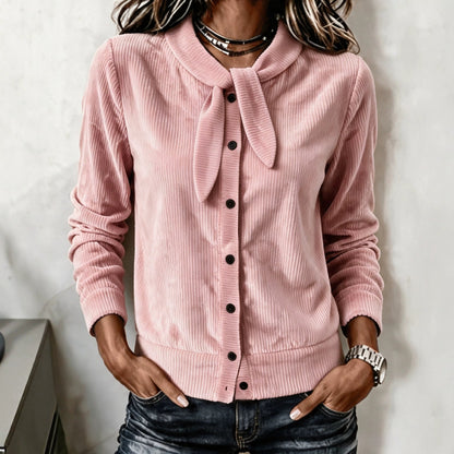 Corduroy Vest Dames – Cardigan Met Strik En Knopen