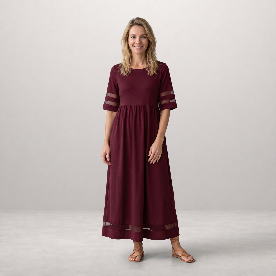 Nienke - Lange Jurk met Transparante Details