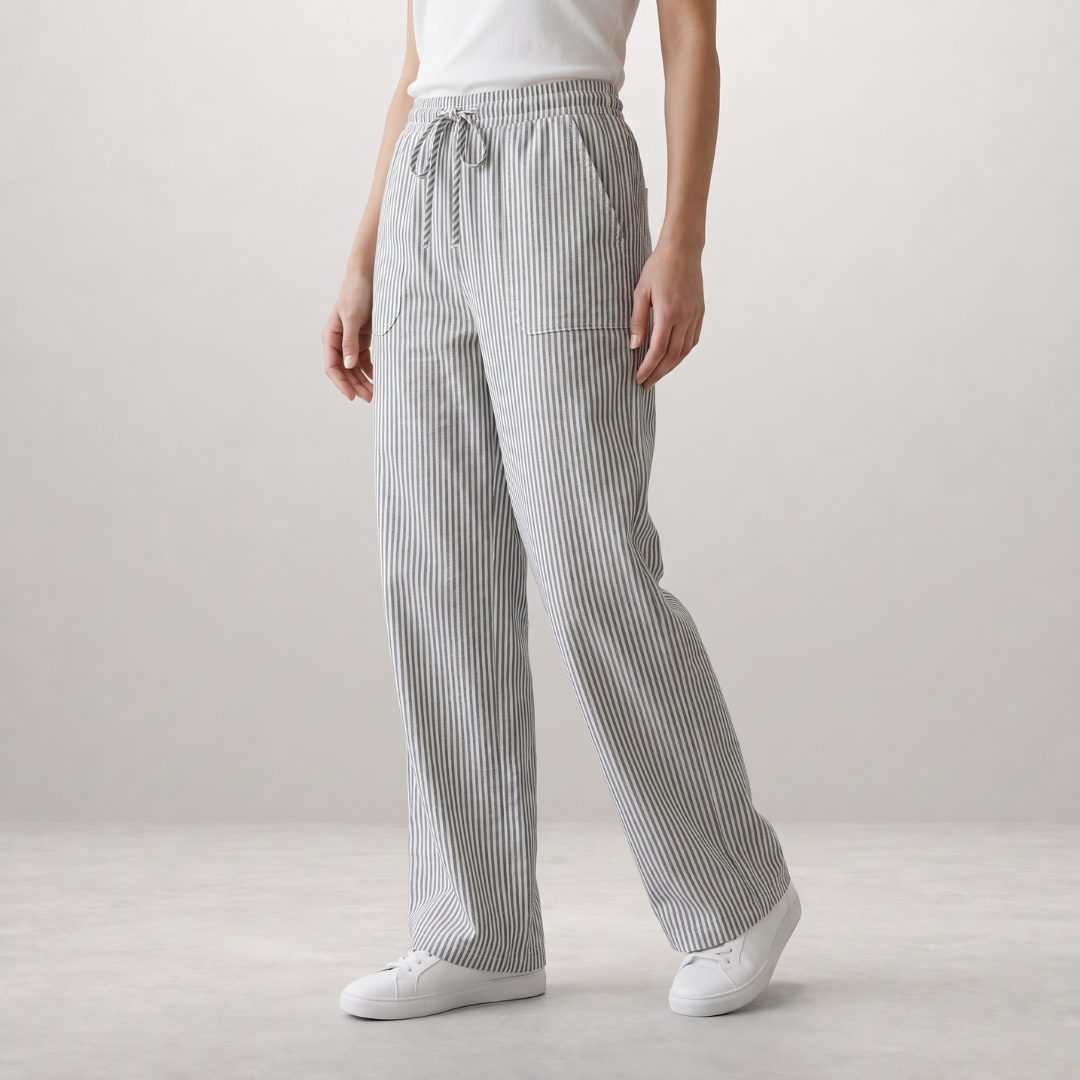 Lieke - Gestreepte Broek met Wijde Pijpen